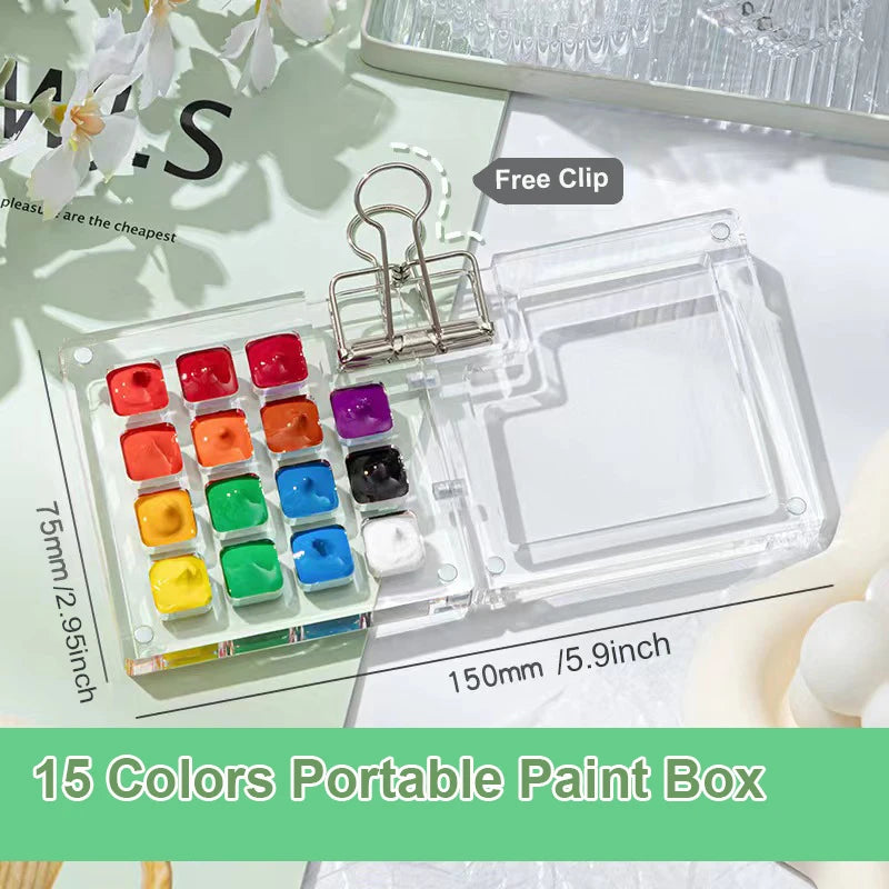 Transparent painting color panel, mini color boxes are convenient to carry with you, outdoor sketch watercolor and oil painting - Sun Studio