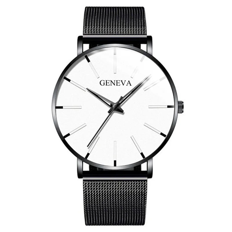 New Fashion Simple Ultra-thin Men Business Watches Steel Mesh Band Male's Quartz Watch Relogio Masculino - Sun Studio