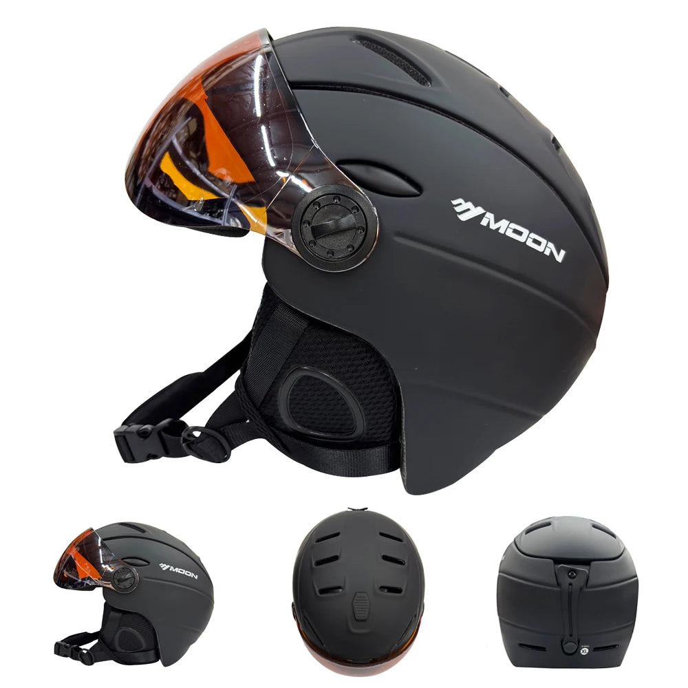 MOON Professional Half-covered Ski Helmet Integrally-molded Sports man women snow Skiing Snowboard Helmets  with Goggles cover - Sun Studio