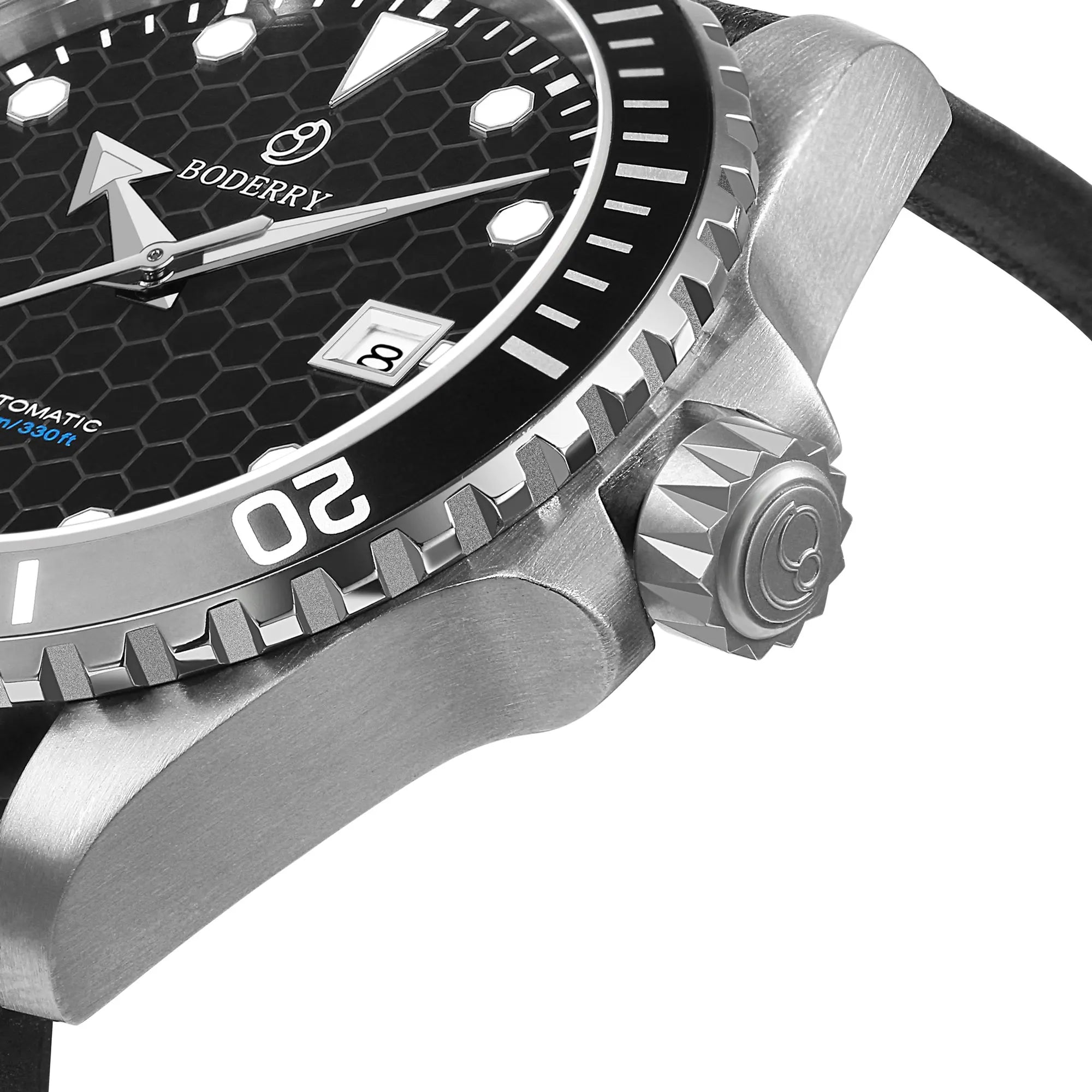 BODERRY Mens Automatic Watches Military Watch Mechanical Wristwatch Titanium Diver 100m Waterproof Sapphire C3 Luminous Sport - Sun Studio