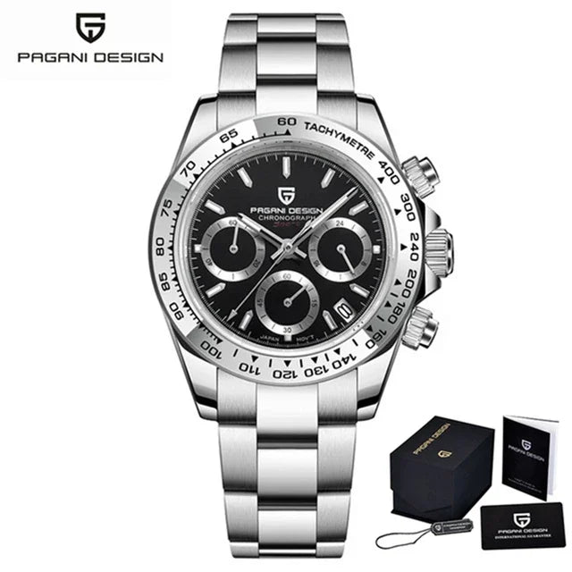 PAGANI DESIGN New Ceramic Bezel Men Quartz Wristwatches Luxurys Sapphire Glass Chronograph 100m Waterproof Stainless Watches Men - Sun Studio