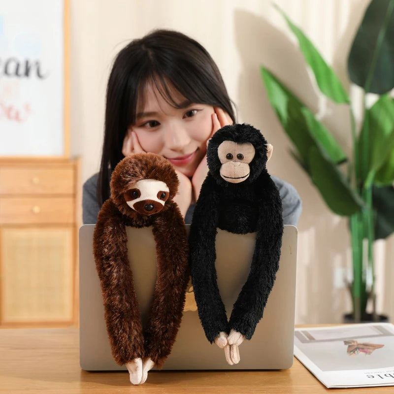 Cartoon Punch Monkey Plush Doll Brown Chimpanze Mom And Black Monkey Baby Together Animal Stuffed Doll Home Decor Gift For Kids - Sun Studio
