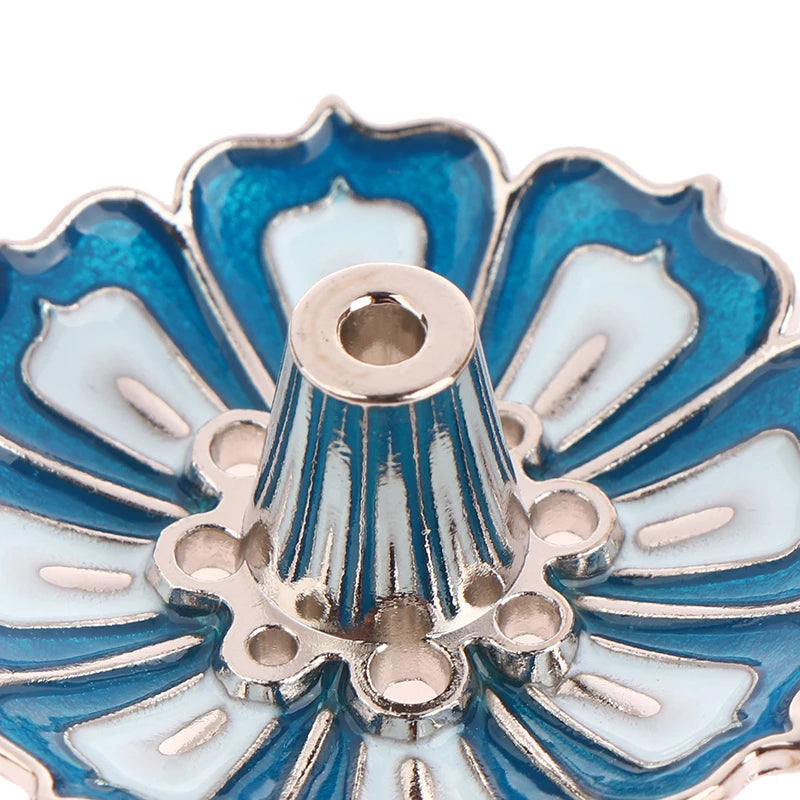 1Pc Lotus Alloy Incense Burner Stick Holder Home Buddhism Line Incense Plate Sandalwood Coil Base Delicate Temples Home Decor - Sun Studio