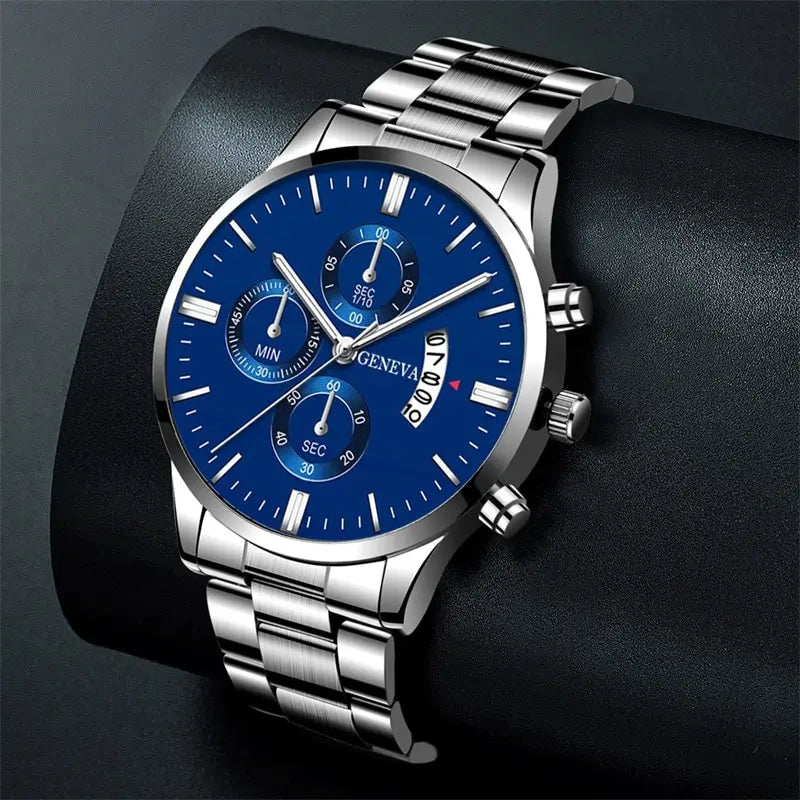 2023 Luxury Fashion Mens Watches Silver Stainless Steel Quartz Wrist Watch Men Business Watch Male Calendar Clock Reloj Hombre - Sun Studio