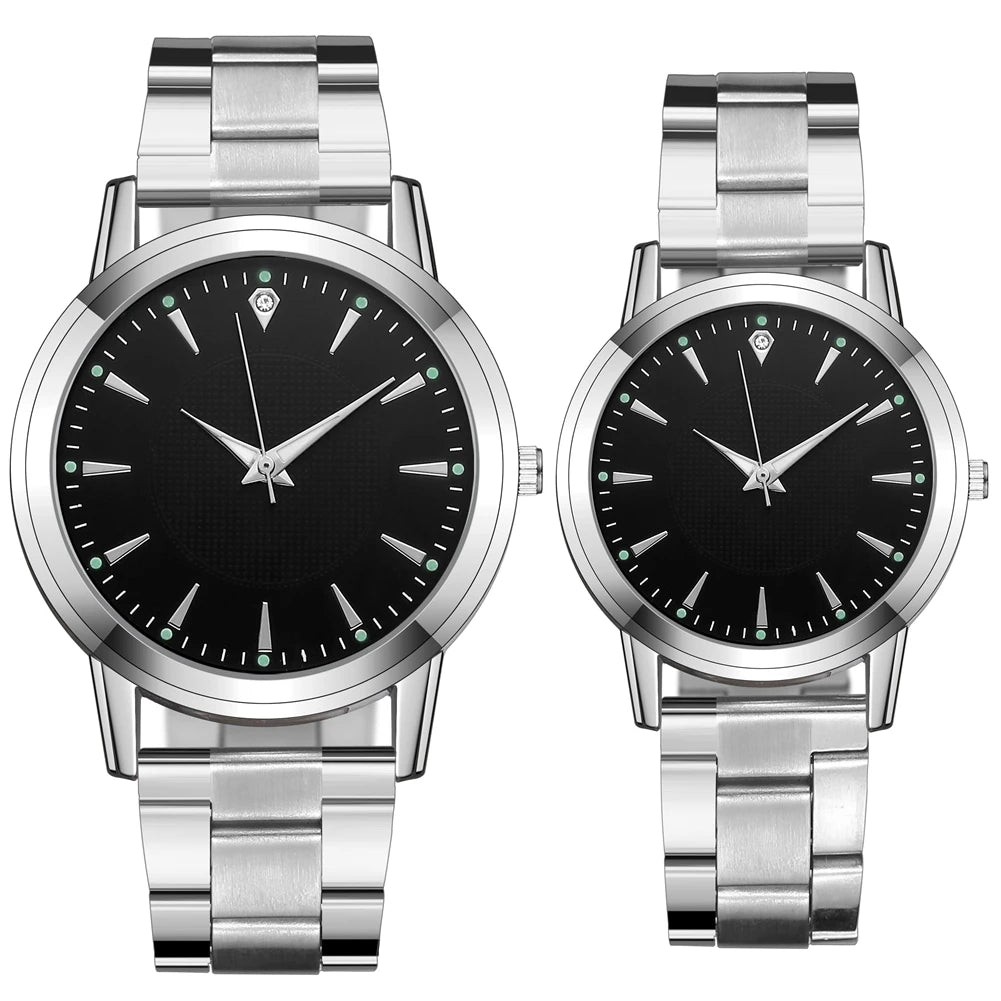 2PCS Couple's Watches Men Business Watch Fashion Analog Women Quartz Watch (Without Box) - Sun Studio