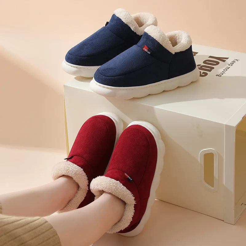 Asgard Men Plush Platform Slippers Winter Warm Outdoor Antiskid Fluffy Soft Cotton Boot Indoor Fashion Cozy Furry Flat Home Shoe - Sun Studio