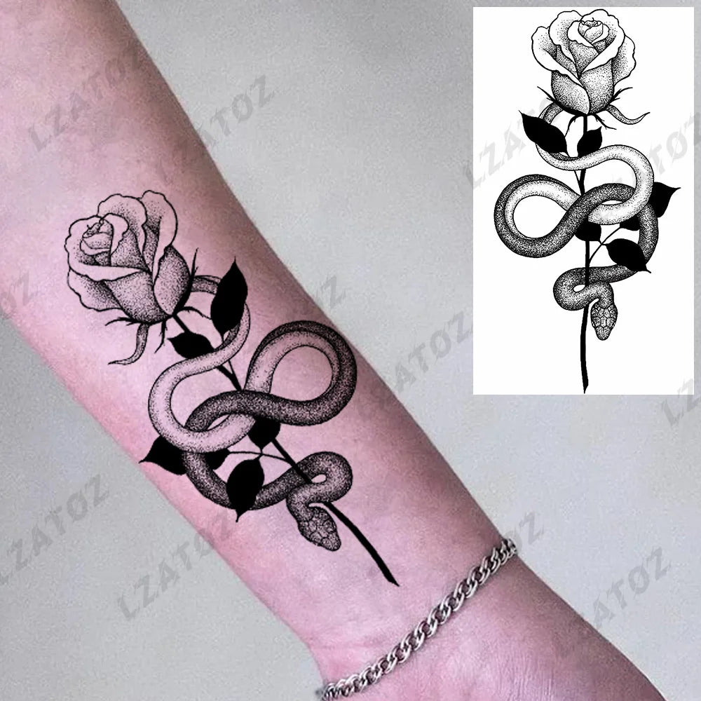 Unique Triangle Ocean Wave Temporary Tattoos For Men Women Realistic Tiger Lion Fake Tattoo Stickers Saying Transfer Art Tatoos - Sun Studio
