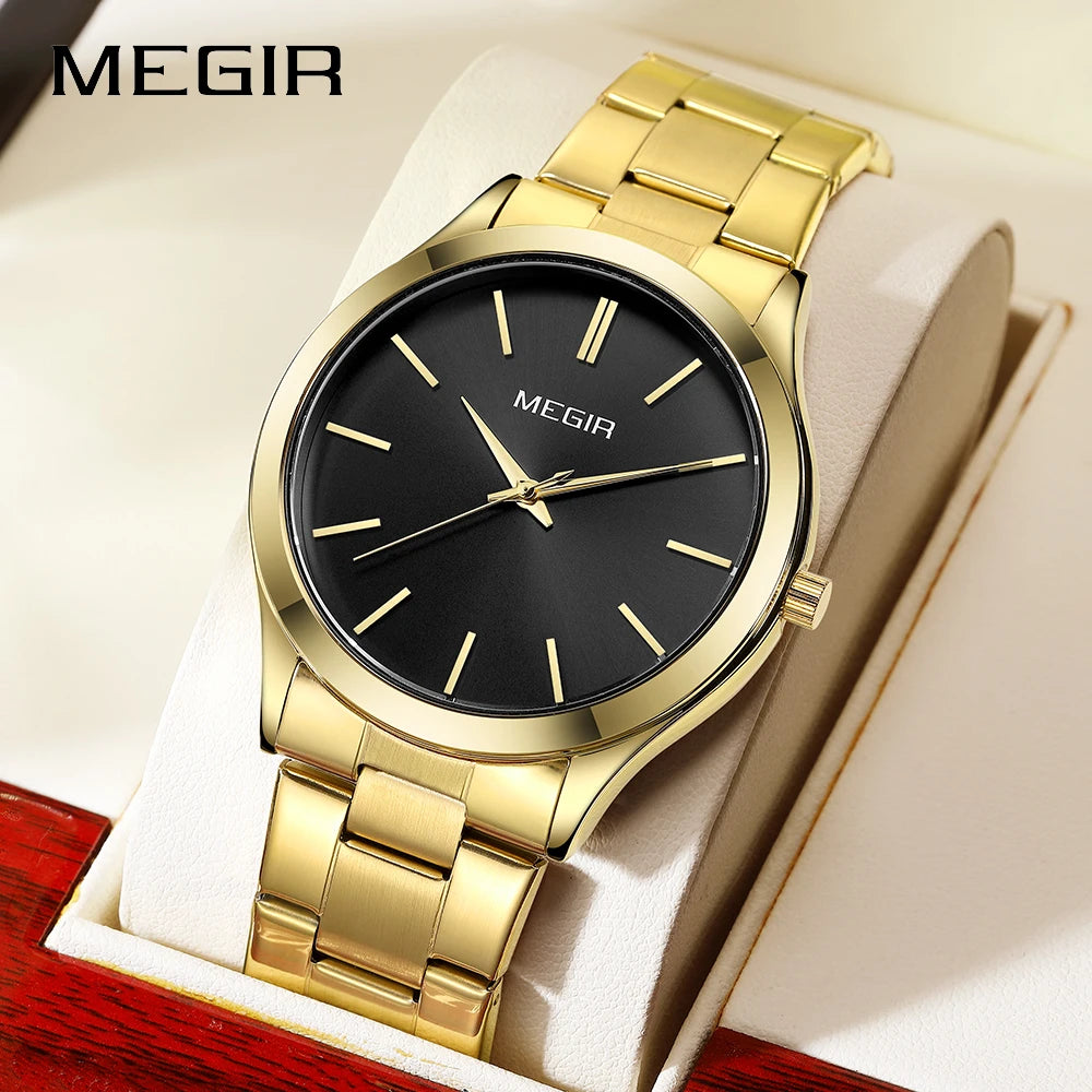 MEGIR Luxury Simple Quartz Men's Watch Business Stainless Steel Bracelet Luminous Watches Man High-Quality Clock reloj hombre - Sun Studio