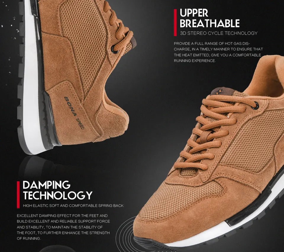 BONA 2022 New Designers Suede Casual Shoes Men Sneakers Outdoor Walking Shoes Man Comfortable Shoes Walking Footwear Mansculino - Sun Studio