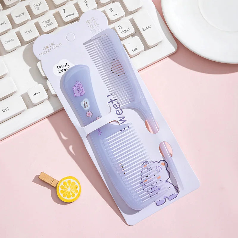 2pcs Kids Hair Combs Set Cartoon Animals Children Hairdressing Comb with Pointed Tail Girls Portable Anti-Static Plastic Comb - Sun Studio