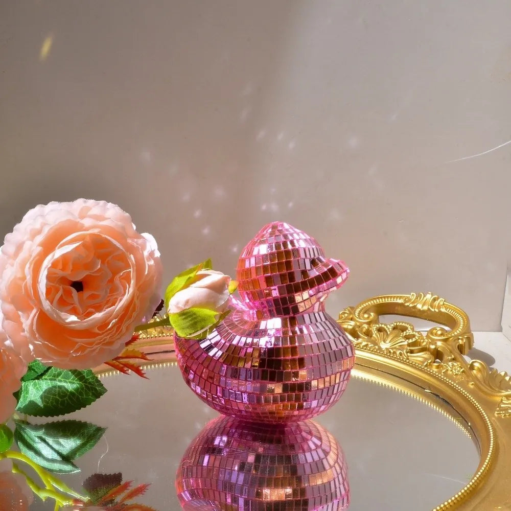 Creative Desktop Disco Mirror Decorative Duck Mirror Glass Disco Ornament Disco Decoration Duck Home Decor Disco Ball Duck Home - Sun Studio
