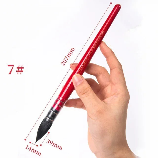 Squirrel Hair Watercolor Brush, Artist Painting Brush Red Pointed Painting Brush Children's Painting Supplies Watercolor Brush - Sun Studio
