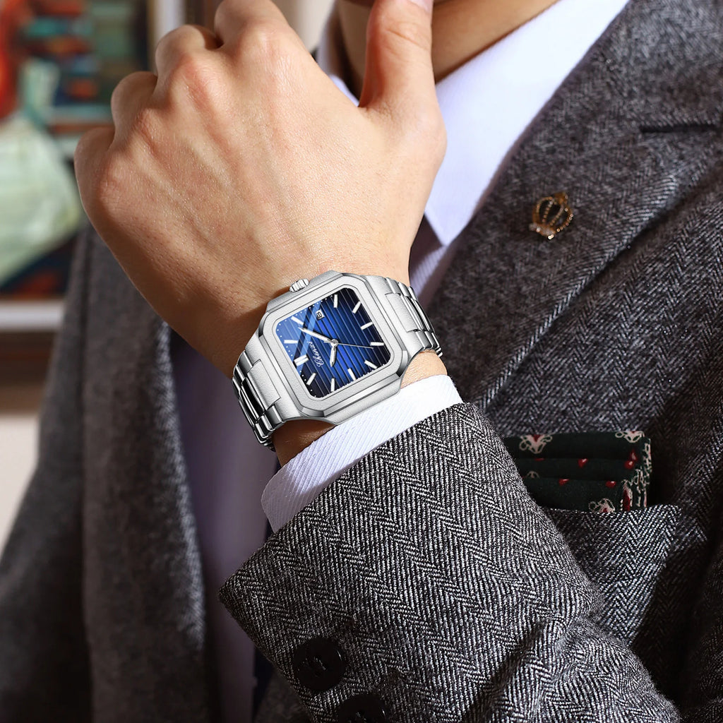 2025 New Man Watches Luxury Fashion Square Men's Quartz Watch Calendar Luminous Waterproof Stainless Steel High Quality Clock - Sun Studio
