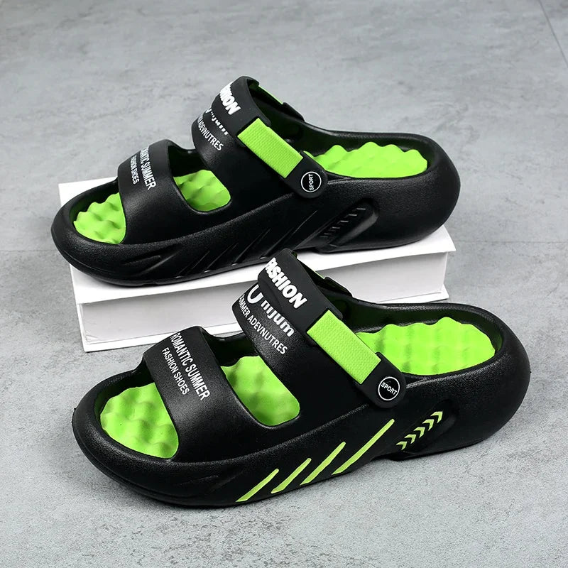 2025 Summer Men's Massage Slippers Outdoor Sandals Beach Comfortable Soft Slides Indoor Casual Shoes Men Sandals Big Size 47 48 - Sun Studio
