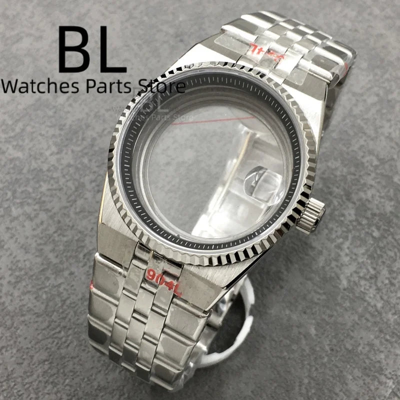 BLIGER 36mm40mm High Quality Silver BLand-DwelweMen's Watch Case For NH35 Movement Watch Parts Sapphire Glass 10BAR Watches Box - Sun Studio