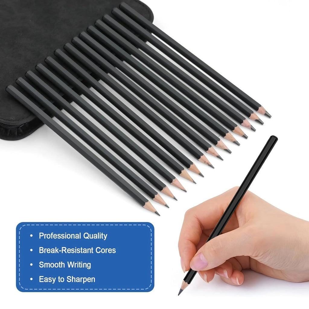 14/18/29/38/44/64 PCS Drawing Set Sketching Kit,Sketch Pencils Art Supplies with Graphite,Charcoal,Blending Tools & Accessories - Sun Studio