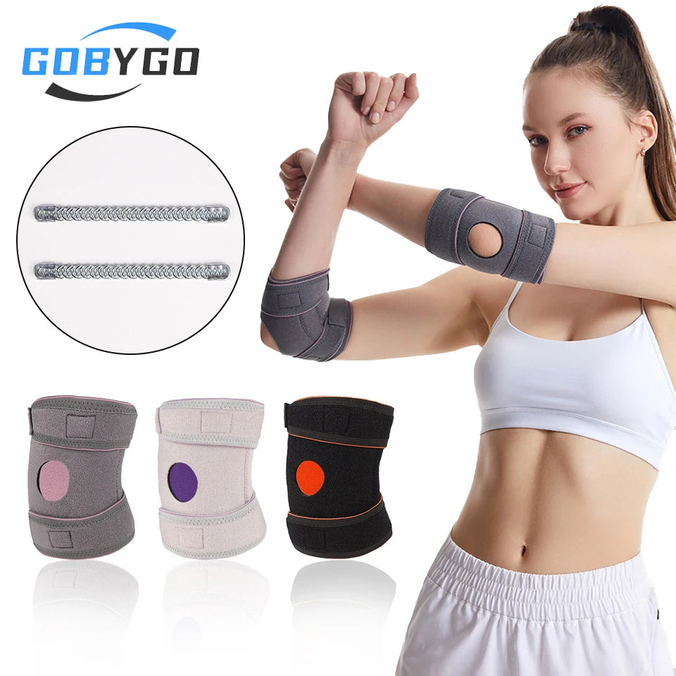 GOBYGO 1PCS Adjustable Elbow Support Elastic Double Compression Elbow Pad Spring-loaded Elbow Pads For Fitness Sports Basketball - Sun Studio