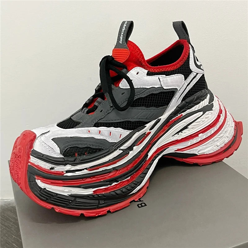 Thick Bottom Platform High Heel Casual Trainers Luxury Brand Designer Women Sneaker Mixed Color Runway Sport Shoes Large Size - Sun Studio