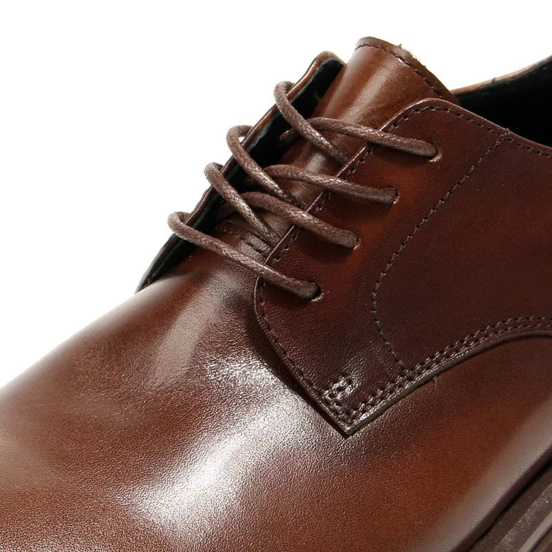 high-quality Men's casual Leather shoes Handmade retro Platform shoes Men Cow Leather Footwear wear resistant comfort Male shoes - Sun Studio