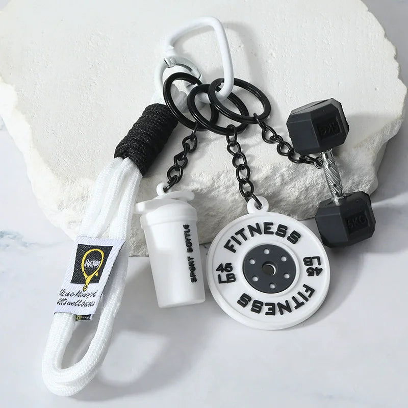 Fitness Keychain Gym Lovers Fitness Enthusiast Gift Barbell Dumbbell Keychain Fitness Bag backpack Charms - Sun Studio