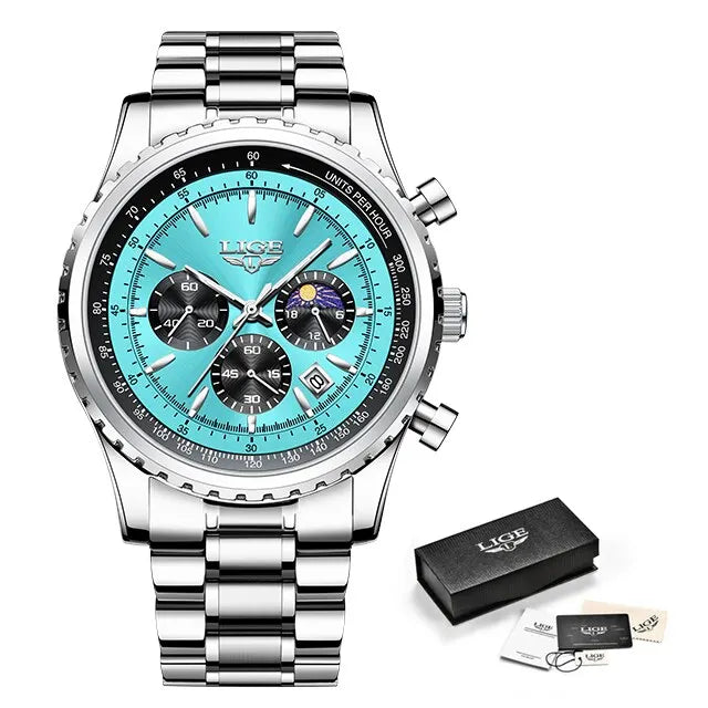 LIGE 2024 Top Brand Luxury New Men Watch Quartz Man Watches Waterproof Luminous Watch for Men Date Chronograph Sport Wristwatch - Sun Studio