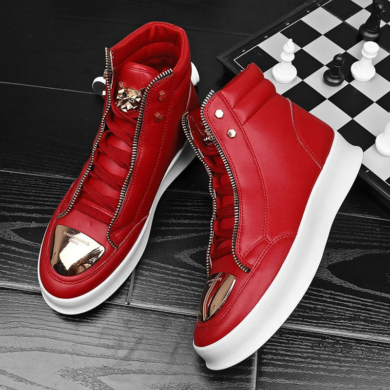 YRZL High Top Casual Shoes Men Sneakers Fashion Skateboard Shoes Leopard Platform Shoe Sport Training Shoes Men's Ankle Boots - Sun Studio