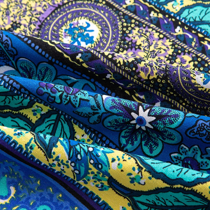 Bohemian Fabric Ethnic Vintage Retro Boho Printed Cotton Linen Home Decor Upholstery Textile - Sun Studio