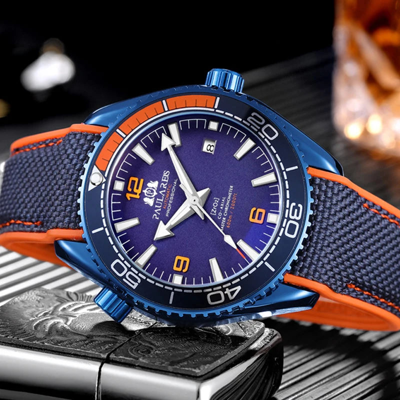 Luxury Automatic Mens Watch High Quality Mechanical Self Wind Movement Rubber Strap Waterproof Luminous Calendar Mens Watches - Sun Studio