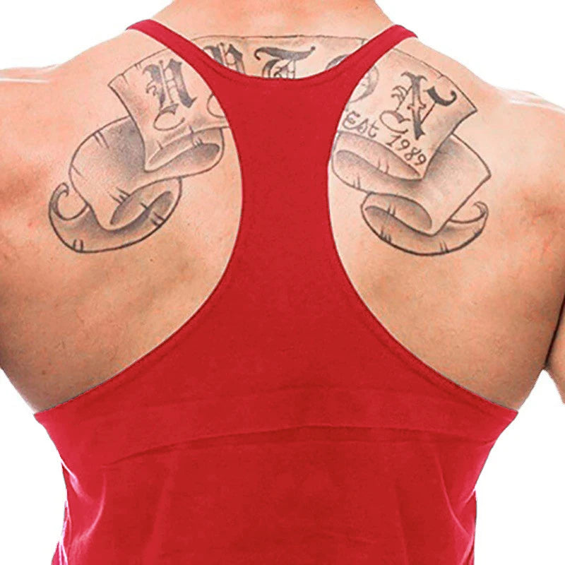 Gym Fitness Bodybuilding Suspenders T-Shirt Mens Fashion Print Sport Sleeveless Vests Summer Cotton Breathable Y-back Tank Tops - Sun Studio