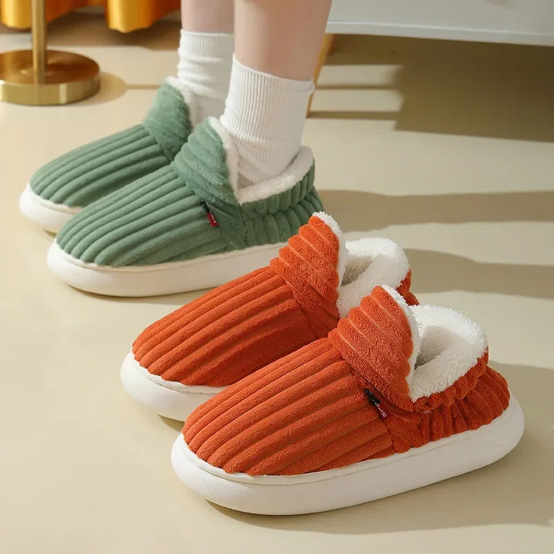 Warm Furry House Slippers Women Men Winter New Fashion Comfort Plush Slippers Home Indoor Outdoor Soft Thick Sole Cotton Shoes