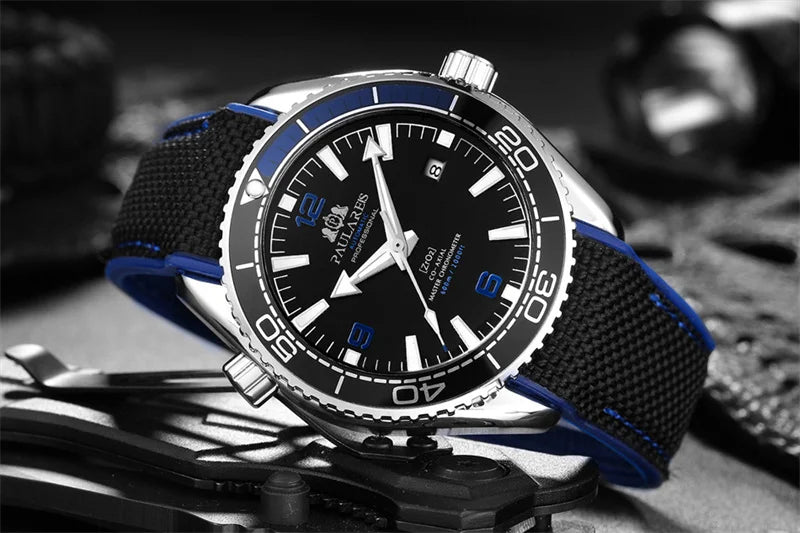 Luxury Automatic Mens Watch High Quality Mechanical Self Wind Movement Rubber Strap Waterproof Luminous Calendar Mens Watches - Sun Studio