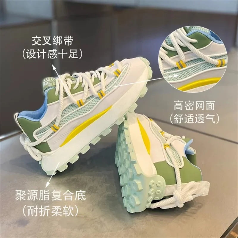 Chunky Sneaker Men Designer Running Shoes Fashion Casual Microfiber Leather Mesh Breathable Height Increased Flat Platform Shoes - Sun Studio