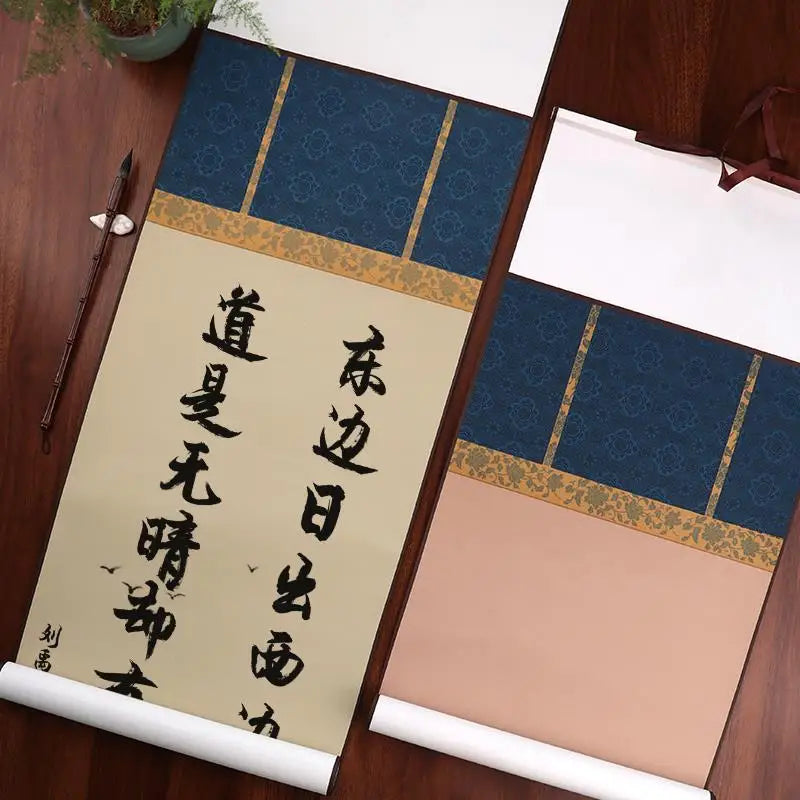 Tang Dynasty Style Blank Xuan Paper Scroll Half Ripe Rice Paper Calligraphy Painting DIY Scroll Batik Xuan Paper Hanging Scroll - Sun Studio