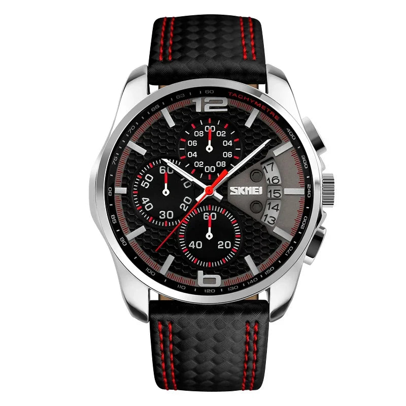 Skmei Top Brand Luxury Leather Strap 5Bar Waterproof Quartz Wristwatches Relogio Masculino Fashion Sport Mens Watches 9106 - Sun Studio