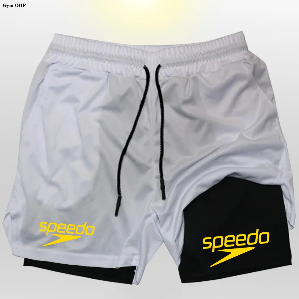 Fitness 2-in-1 training shorts, suitable for men, beach running quick-dry shorts, outdoor sports shorts, fitness basketball shor - Sun Studio