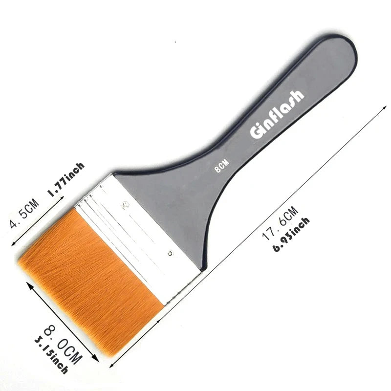 Ginflash 7styles Watercolor oil Art  Paint Brush Nylon Hair painting Art brush Easy To Clean Wooden Cleaning Brush - Sun Studio