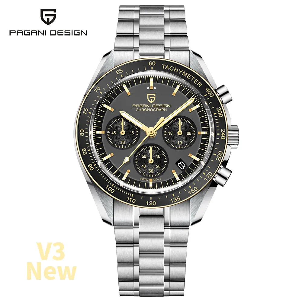 PAGANI DESIGN Moon Watches Men Quartz Watch For Men Auto Date Speed Sport Chronograph AR Sapphire Mirror Wrist watch 2025 New