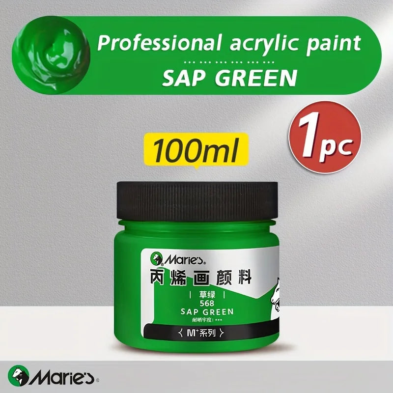 Marie's 1pc 100/300ml 3.38 oz/10.1 oz Sap Green Acrylic Paint,Acrylic Pigment for Wood,Rock,Painting Enthusiasts for Adults - Sun Studio