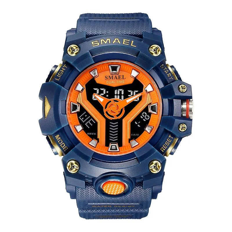 New SMAEL Sport Watch for Man Dual Time Watch for Men Shock Resistant Led Light Watch Military 8075 Quality Mens Sports Watches - Sun Studio