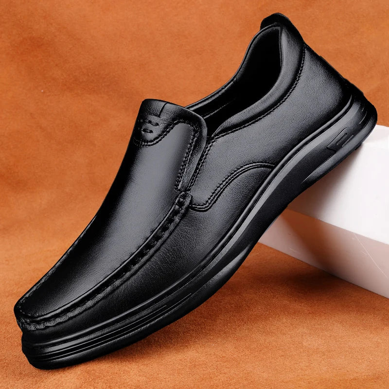 Men's Flats Classic All-match Mens Loafers Male High Quality Comfortable Dress Shoes Genuine Leather Mens Slip on Business Shoes - Sun Studio