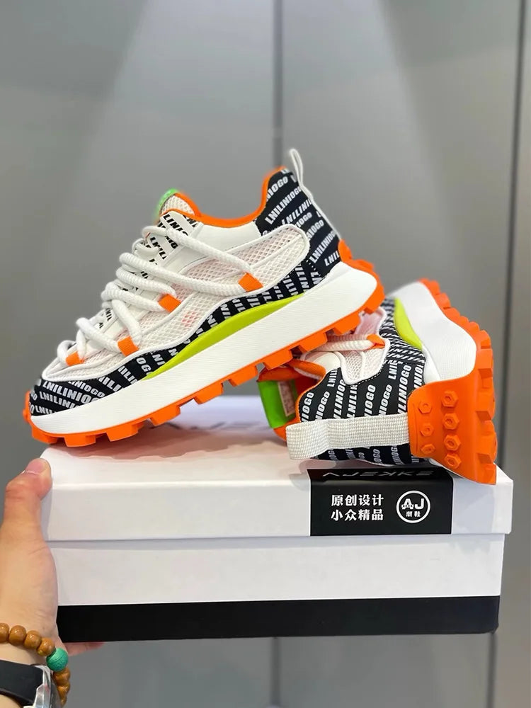 Spring and Autumn New Men's Shoes Thick soled Height Increasing Casual Shoes Comfortable and Breathable Running Sports Shoes - Sun Studio