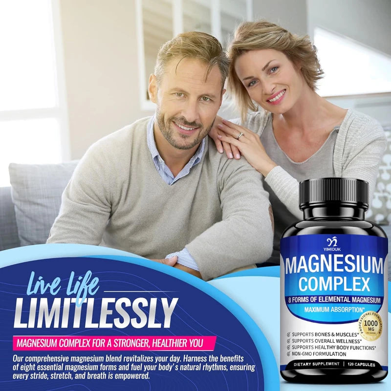 Magnesium Supplements, with Magnesium Glycinate, Magnesium Oxide, Support Stress Relief, Sleep, Heart Health, Nerves, Muscles - Sun Studio