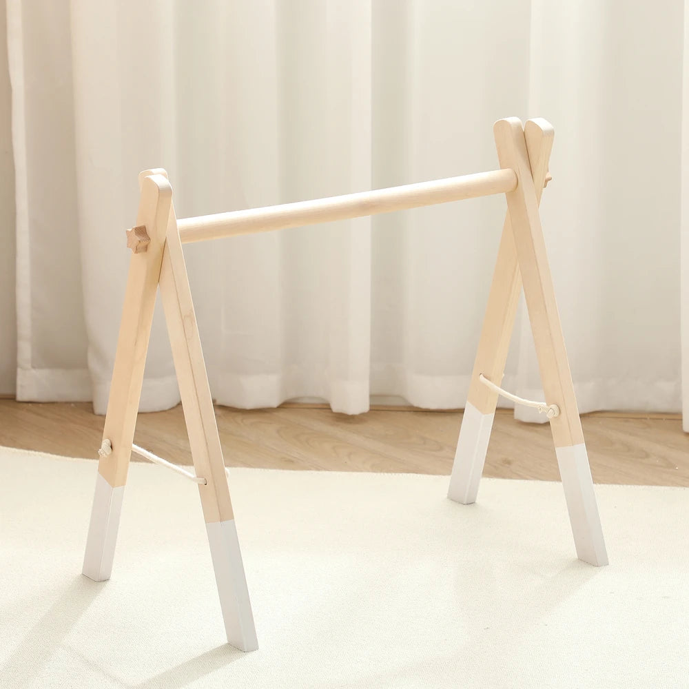 Foldable Baby Play Gym,0 Months Wooden Infant Activity Gym Hanging Toys Tool-Free Assembly Gym,Great for Newborn Development - Sun Studio