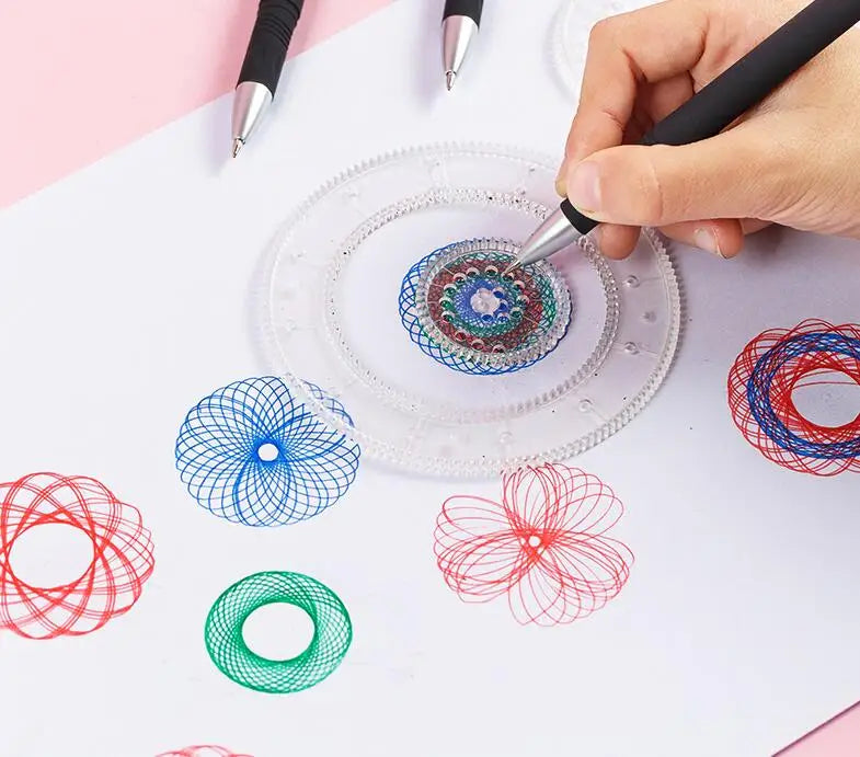 Funny Interlocking Gears Wheels Spirograph Drawing Toys Set Creative Educational Toy for Children Painting Drawing Accessories - Sun Studio