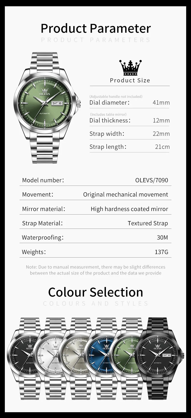 OLEVS 7090 Luxury Men's Watches Original Brand Automatic Mechanical Watches For Man Steel Strap Simple Business Men's Wristwatch - Sun Studio
