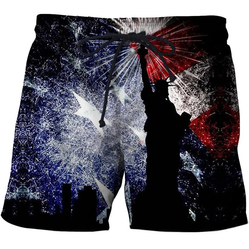 Men's Swimwear Shorts American Flag 3d Surfing Board Short Kids Beach Shorts Men Trunk USA Flag Swimsuit Sports Pants Briefs Boy - Sun Studio