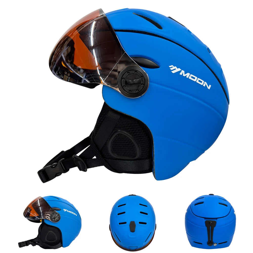 MOON Professional Half-covered Ski Helmet Integrally-molded Sports man women snow Skiing Snowboard Helmets  with Goggles cover - Sun Studio