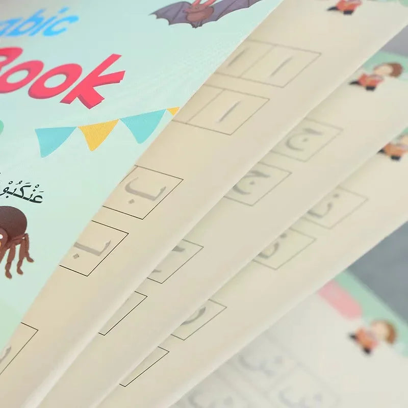 Kids Arabic Copybooks with Pen Practic Reusable Magical Writing Book Free Wiping Children Handwriting Early Learn - Sun Studio