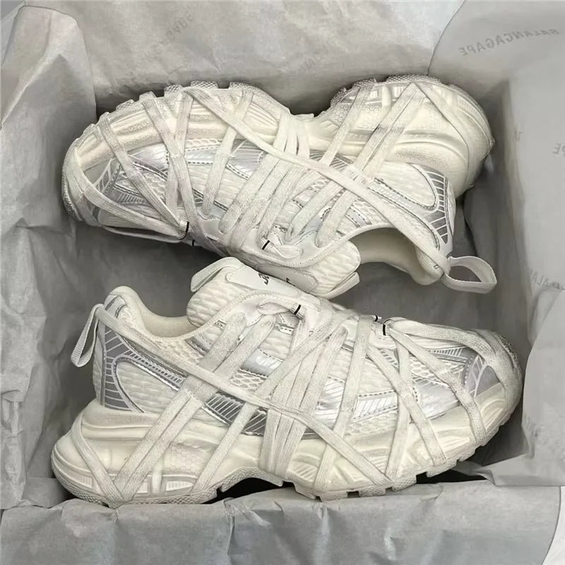 Large Size Casual Trainers Luxury Designer Unisex Shoes Chunky Heel Platform All Match Increasing Sport Runway Sneakers Female - Sun Studio