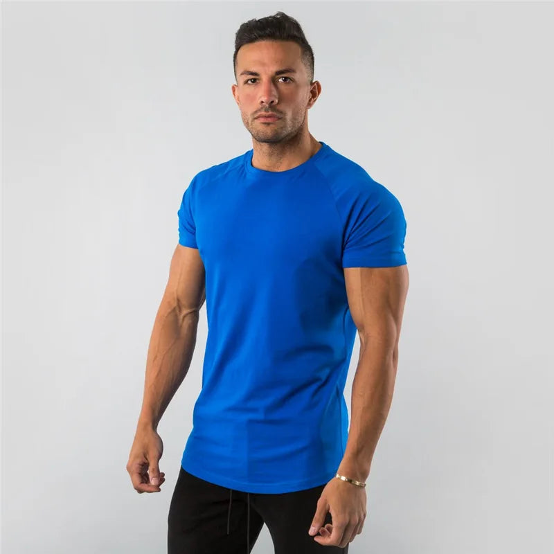 Fitness T-Shirt Men Bodybuilding Short Sleeve Sport Running T-shirt Men Sportswear Workout Shirts Male Men Gym Summer Tops Tee - Sun Studio